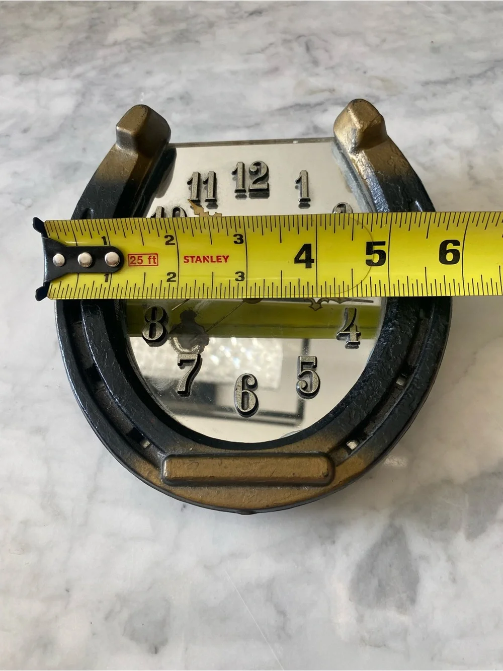 VTG Horseshoe Wall Clock Mirrored Back Craftsman Made